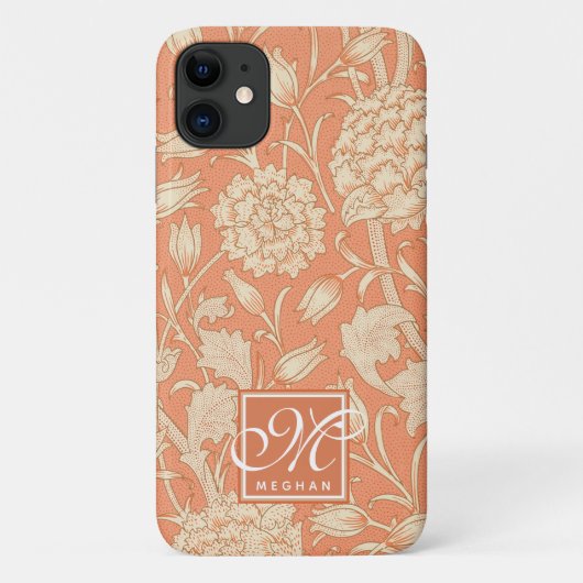 William Morris - Art Nouveau Wild Tulips Monogram Case-Mate iPhone Hülle (Rückseite)
