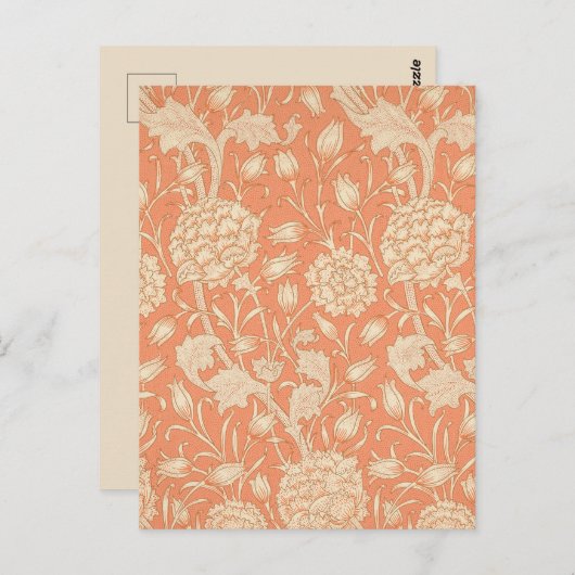 William Morris - Art Nouveau Wild Tulips - Peach Postkarte (Vorne/Hinten)
