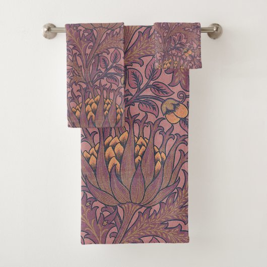William Morris Artichoke Wein und Gold Badhandtuch Set (Insitu)