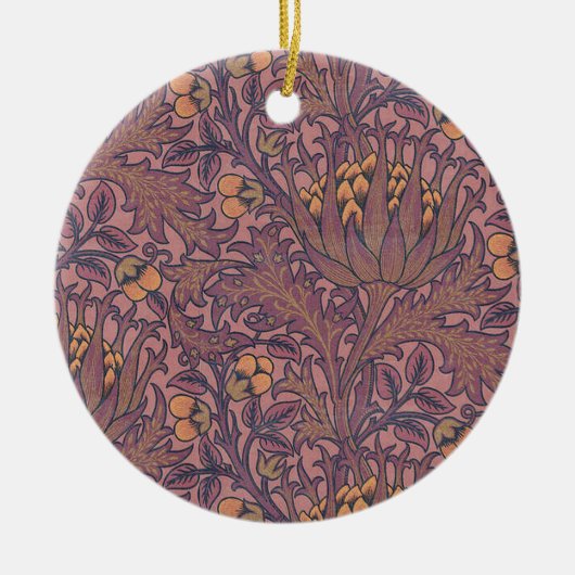 William Morris Artichoke Wein und Gold Keramik Ornament (Vorne)