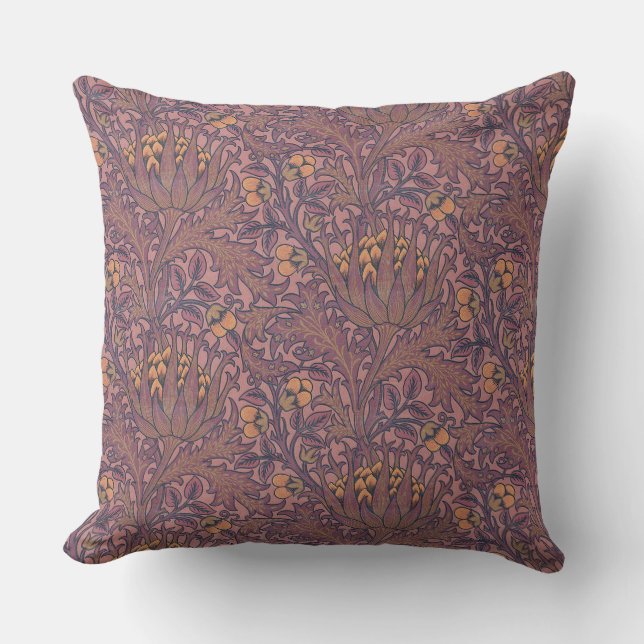 William Morris Artichoke Wein und Gold Kissen (Vorderseite)