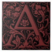 William Morris Arts and Crafts Monogram Letter A Fliese (Vorderseite)