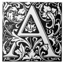 William Morris Arts and Crafts Monogram Letter A
