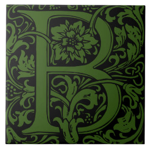 William Morris Arts and Crafts Monogram Letter B Fliese