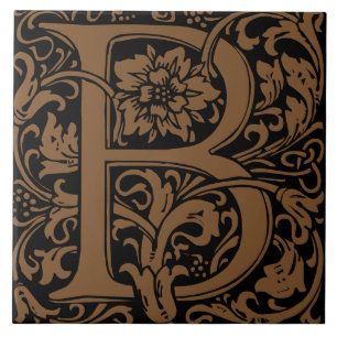 William Morris Arts and Crafts Monogram Letter B Fliese