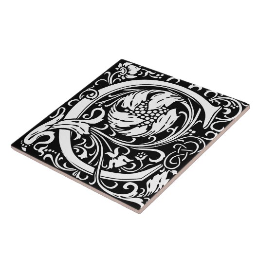 William Morris Arts and Crafts Monogram Letter C Fliese (Seite)