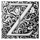 William Morris Arts and Crafts Monogram Letter Z Fliese (Vorderseite)