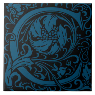 William Morris Arts and Crafts Monogramm Buchstabe Fliese