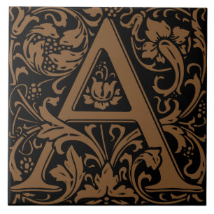 William Morris Arts and Crafts Monogramm Buchstabe Fliese