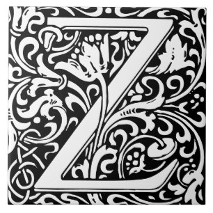 William Morris Arts and Crafts Monogramm Buchstabe Fliese