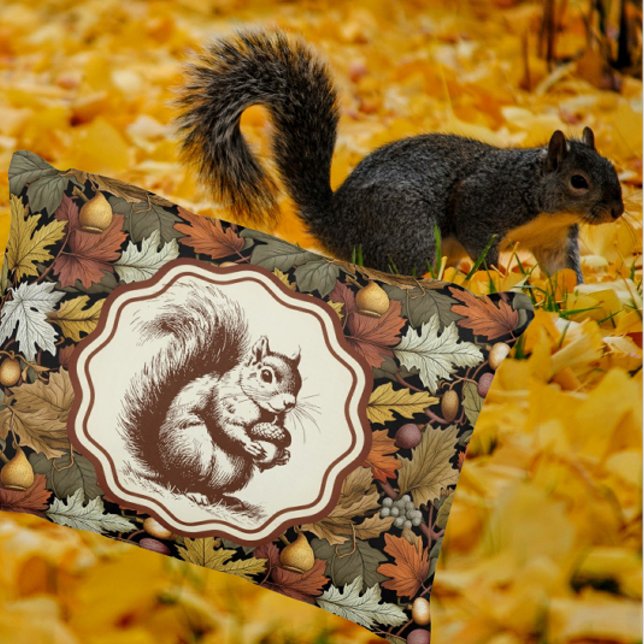 William Morris Autumn Leaves mit Eichhörnchen Retr Dekokissen (Cute accent pillow for fall!)