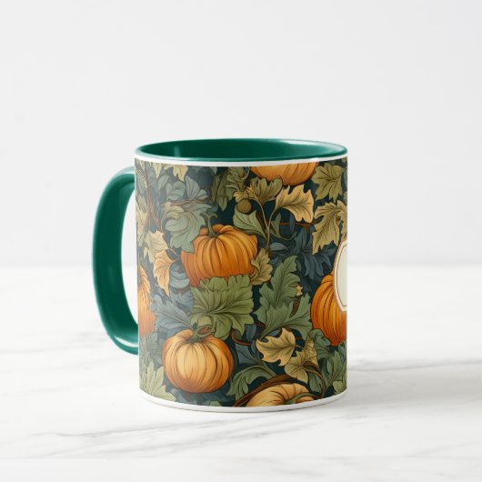 William Morris Autumn Pumpkin Gewürz Personalisier Tasse (Vorderseite Links)
