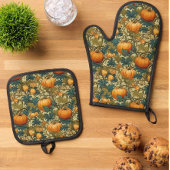 William Morris Autumn Pumpkin Patch Retro Ofenhandschuh & Topflappen-Set