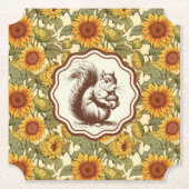 William Morris Autumn Sunflores Eichhörnchen Retro Untersetzer (Vorderseite)
