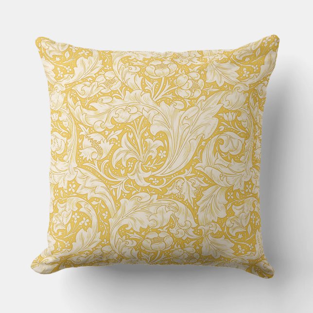 William Morris Bachelors Button Golden Background Kissen (Vorderseite)