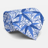 William Morris Bamboo Print, Cobalt Blue & White Krawatte (Gerollt)