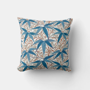 William Morris Bamboo Print, Denim Blue & White Kissen