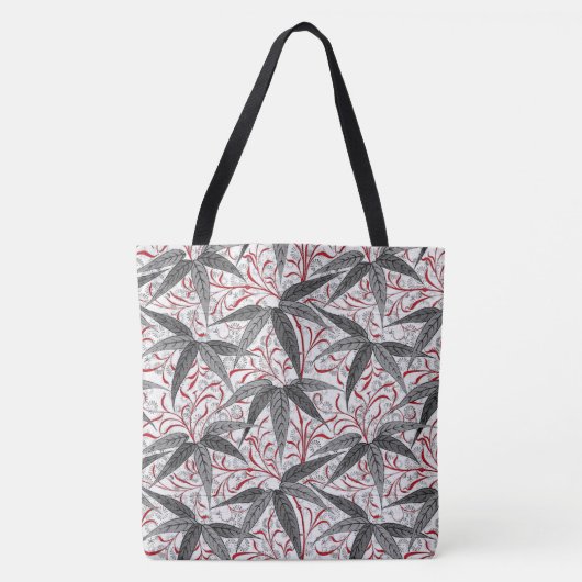 William Morris Bamboo Print, grau und weiß Tasche (Vorderseite)