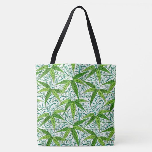 William Morris Bamboo Print, grün und weiß Tasche (Vorderseite)