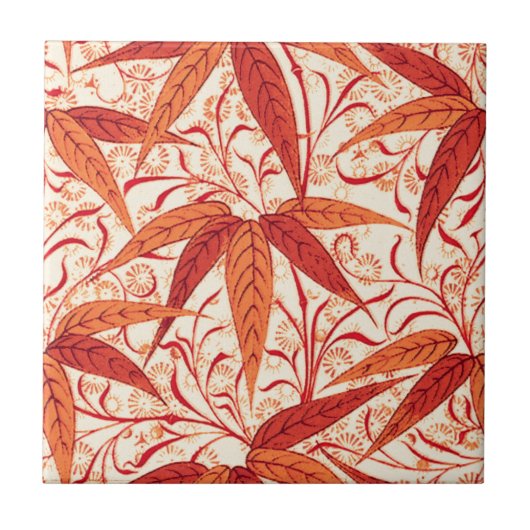 William Morris Bamboo Print, Mandarin Orange Fliese (Vorderseite)