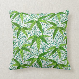 William Morris Bambusdruck, Grün und Weiß Kissen