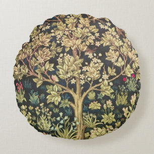 William Morris Baum des Lebens Florale Vintage-Kun Rundes Kissen