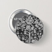 William Morris - Baum des Lebens Schwarz und Weiß Button (Vorne & Hinten)