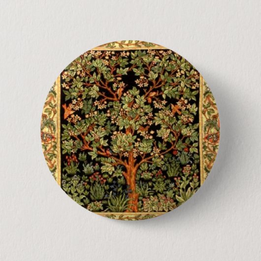 William Morris - Baum des Lebensmusters Button (Vorderseite)