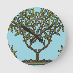 William Morris Baum-Fries Tapete Blumen Runde Wanduhr