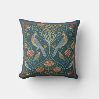William Morris Baum Vögel Blau Vintage-Restaurieru Kissen