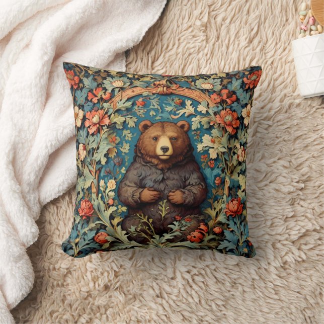 William Morris Bear Throw Pillow Kissen (Decke)