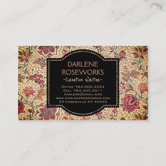 William Morris Beautiful Floral Design Visitenkarte (Rückseite)