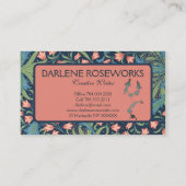 William Morris Beautiful Floral Pink Lily Visitenkarte (Rückseite)