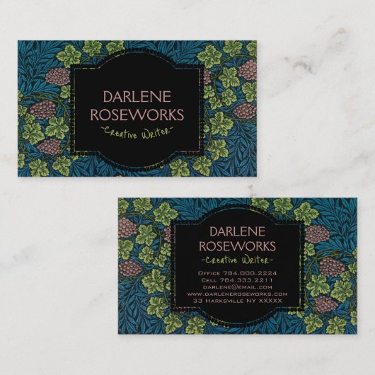 William Morris Beautiful Vine Pattern Berries Visitenkarte (Vorne/Hinten)