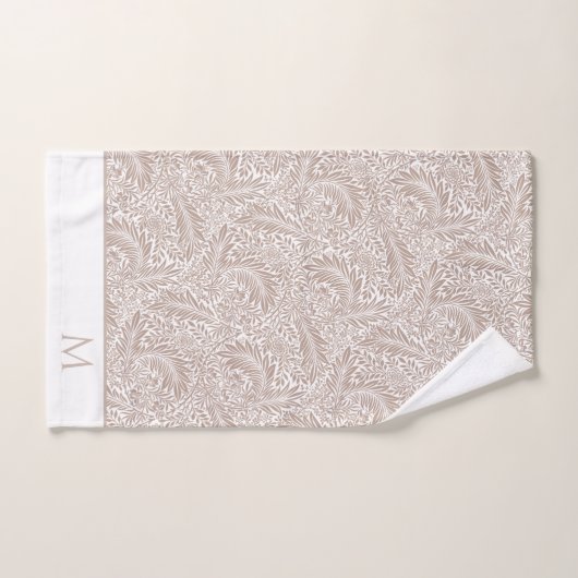 William Morris Beige Larkspur Muster und Monogram Badhandtuch Set (Handtuch)