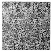 William Morris 'Bird and Anemone' in Black & White Fliese (Vorderseite)