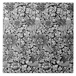 William Morris 'Bird and Anemone' in Black & White Fliese