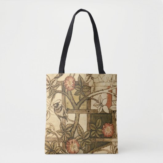 William Morris Bird auf Trellis, Mute Earthy Tones Tasche (Vorderseite)
