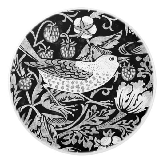 William Morris Bird & Blume Black & White Keramikknauf (Vorderseite)