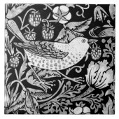 William Morris Bird & Blume Tile, Black and White Fliese (Vorderseite)