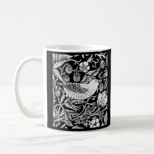William Morris Bird & Blume Tile, Black and White Kaffeetasse (Links)