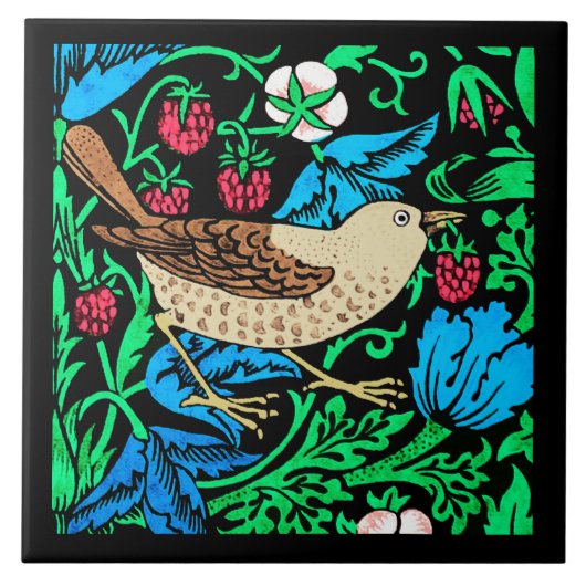 William Morris Bird & Blume Tile, Blau und Schwarz Fliese (Vorderseite)