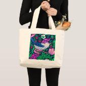William Morris Bird & Blume Tile, Navy & Fuchsia Jumbo Stoffbeutel (Vorderseite (Produkt))