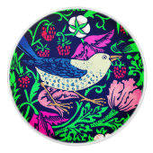 William Morris Bird & Blume Tile, Navy & Fuchsia Keramikknauf (Vorderseite)