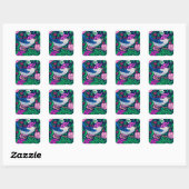 William Morris Bird & Blume Tile, Navy & Fuchsia Quadratischer Aufkleber (Blatt)