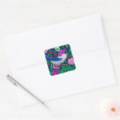 William Morris Bird & Blume Tile, Navy & Fuchsia Quadratischer Aufkleber (Umschlag)
