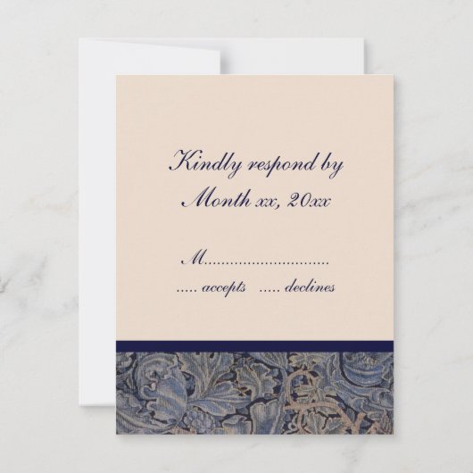 William Morris Bird Pattern Wedding Reply Cards RSVP Karte (Rückseite)