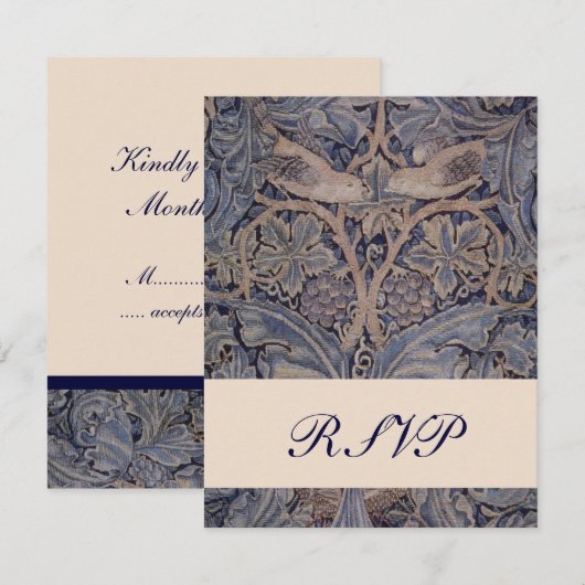 William Morris Bird Pattern Wedding Reply Cards RSVP Karte (Vorne/Hinten)