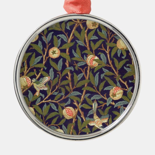 William Morris Bird und Pomegranat Silbernes Ornament (Vorne)
