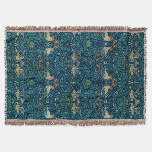 William Morris Birds Art Nouveau Floral Pattern Decke (Vorderseite)